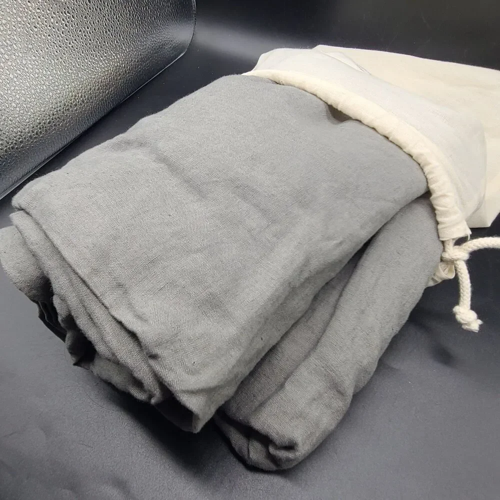 Coyuchi Organic Linen Relaxed Fitted Sheet FULL Size Slate Gray New